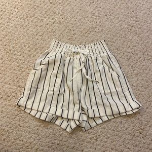 forever 21 white and dark grey striped drawstring shorts